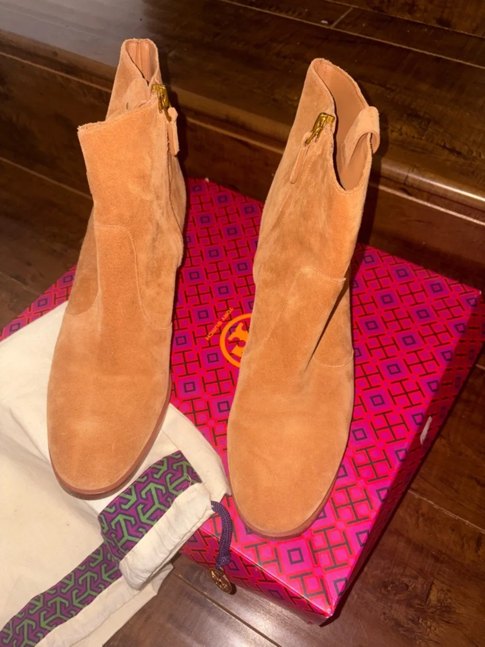 Tory Burch Tan Suede Ankle Boots